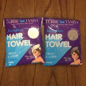 NEW Turbie Twist Microfiber Hair Towel - Grey & White
